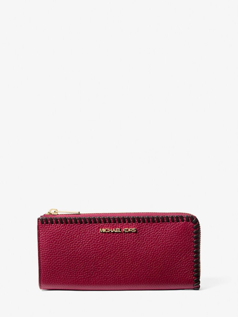 NWT - Michael Kors JJet Set Travel Large Pebbled Leather Quarter-Zip Wallet
